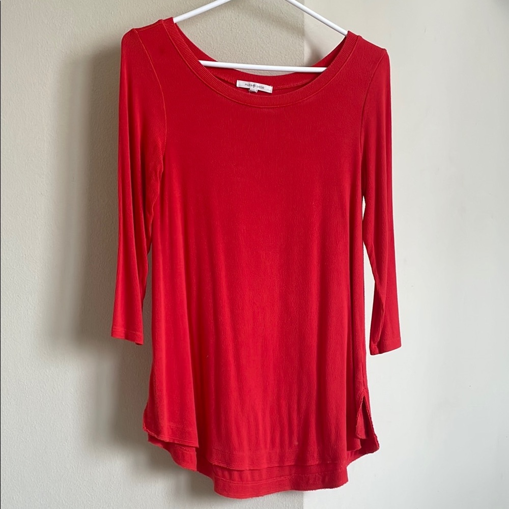 Anthropologie Red Relaxed Long Sleeve Tunic